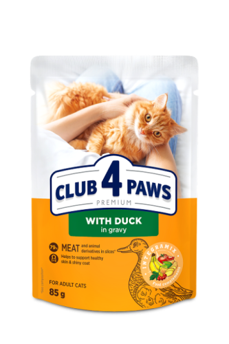 كلوب 4 باوز طعام للقطط البالغه بلحم البط في المرق 80 جم