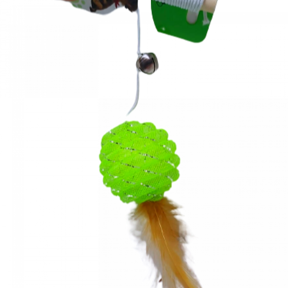 Green ball cat hook with feather and rod