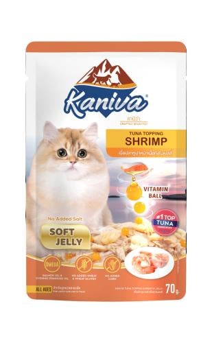كانيفا طعام قطط رطب بالتونة و الروبيان في الجيلي - ظرف 70 جم