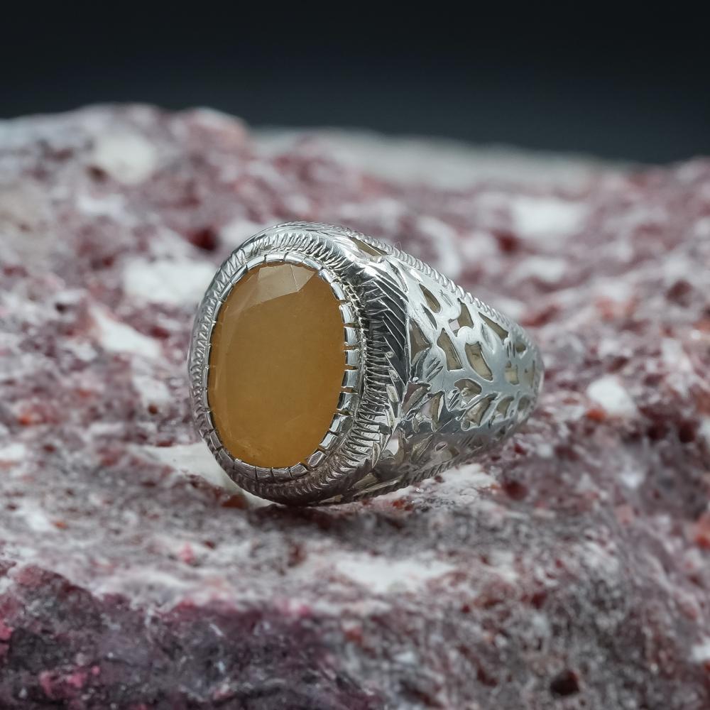 خاتم فضة حجر الياقوت الاصفر