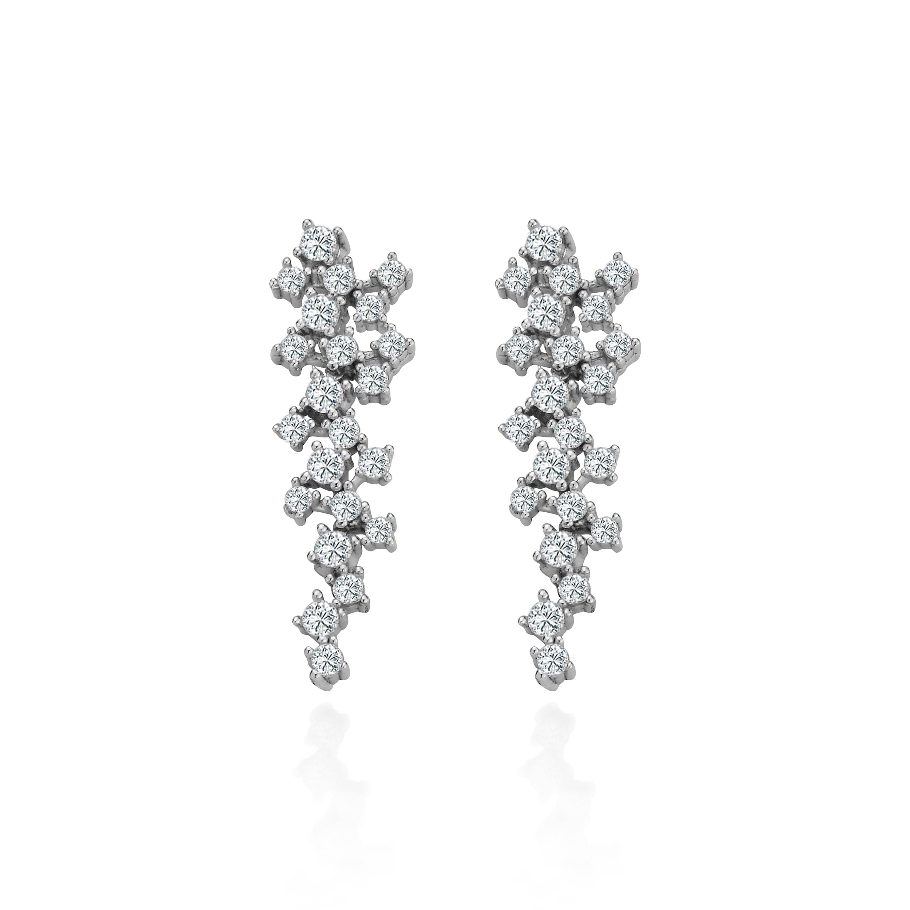 طقم من الفضة الخالصة عيار 925 مطلي روديوم مرصع فص ابيض