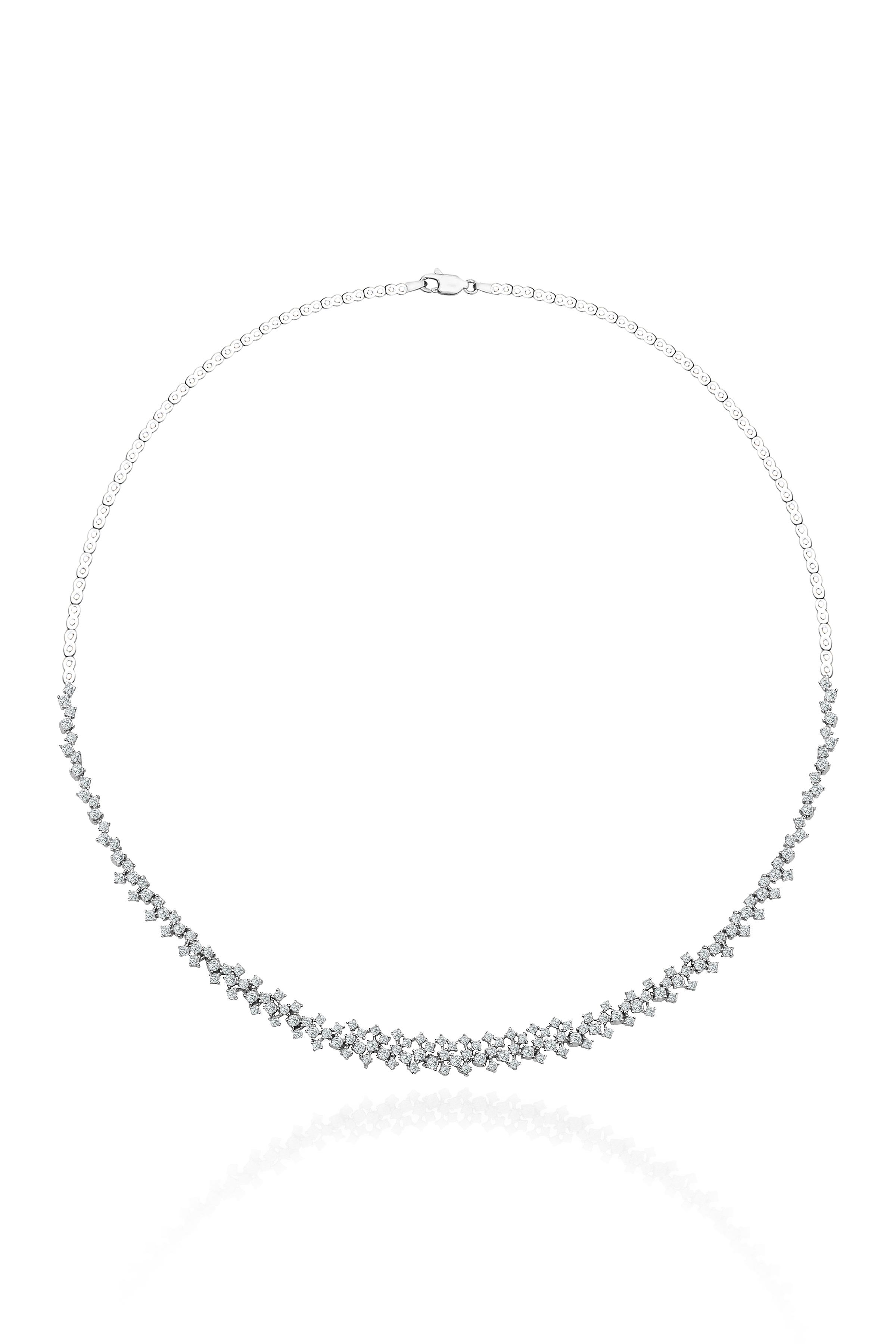 طقم من الفضة الخالصة عيار 925 مطلي روديوم مرصع فص ابيض