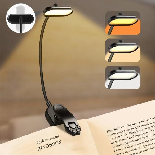 مشبك LED على مصباح كتاب صغير USB قابل لإعادة الشحن