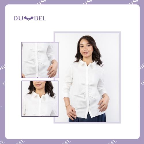 قميص باكمام طويلة مزموم من الوسط