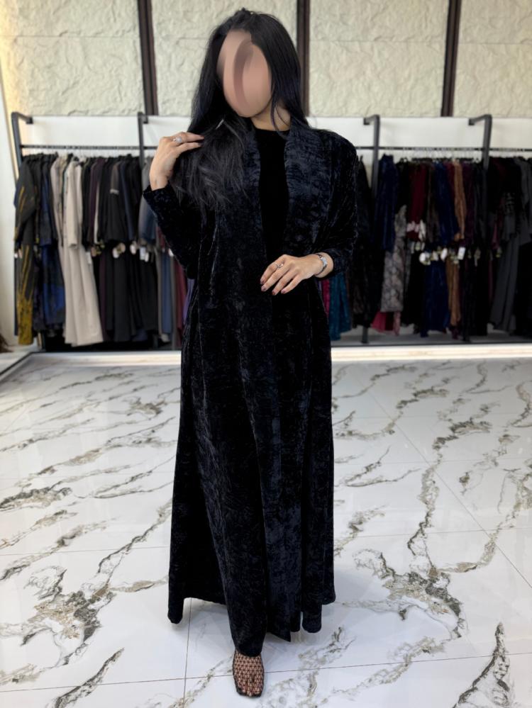 عباية مخمل كوري مشجر