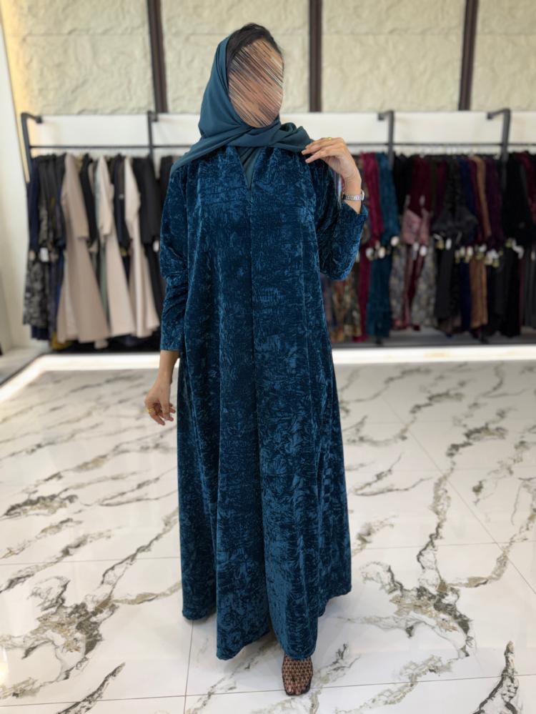 عباية مخمل كوري مشجر