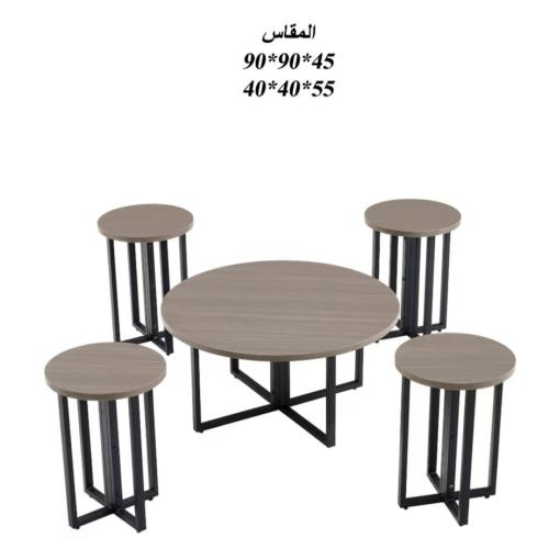 طقم طاولات شاي رصاصي غامق 4+1