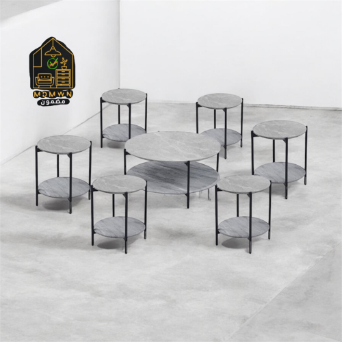طقم شاي سيراميك مع خشب 6+1