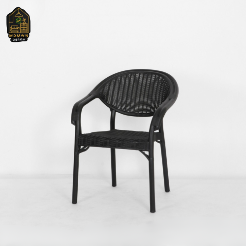 كرسي بلاستيك شبكي بتصميم عصري – أسود