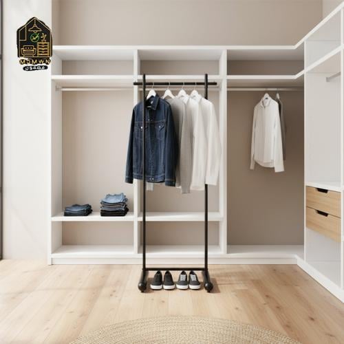 Single metal clothes hanging stand, black, 170 cm - ام دي ام دبليو