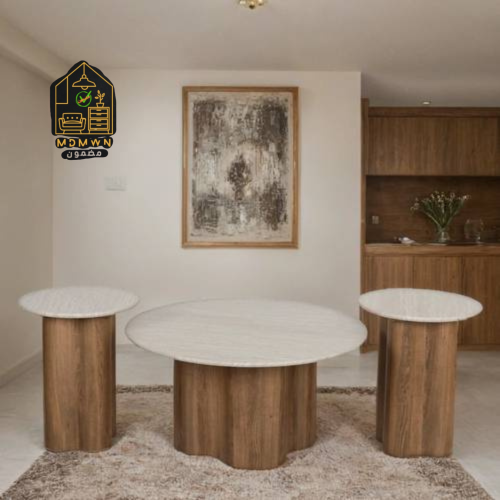طقم طاولات خدمة خشب 3 قطع عدة الوان
