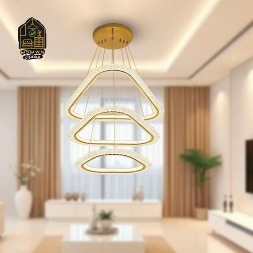 ثريا كريستال ذهبية ثلاثية الطبقات