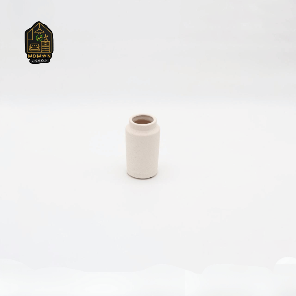"Nature's Tranquility" Pottery Vase - Elegant Cylindrical Design in Black and Off-White