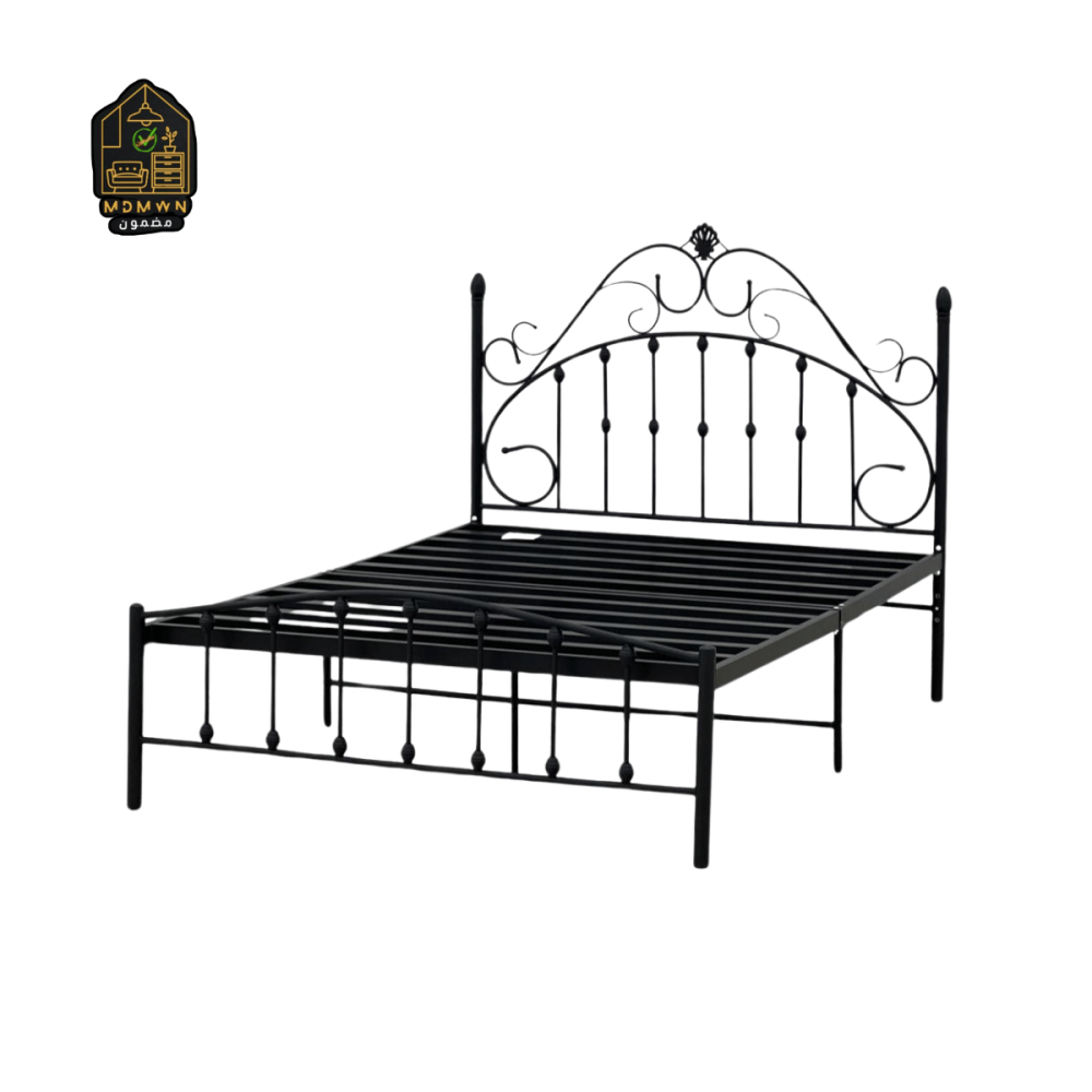 سرير حديد مزدوج بظهر مزخرف وقوس زخرفي 200*150