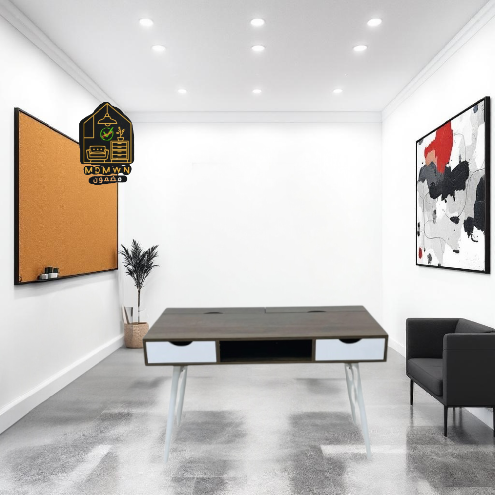 Melamine desk with iron legs, 120 cm