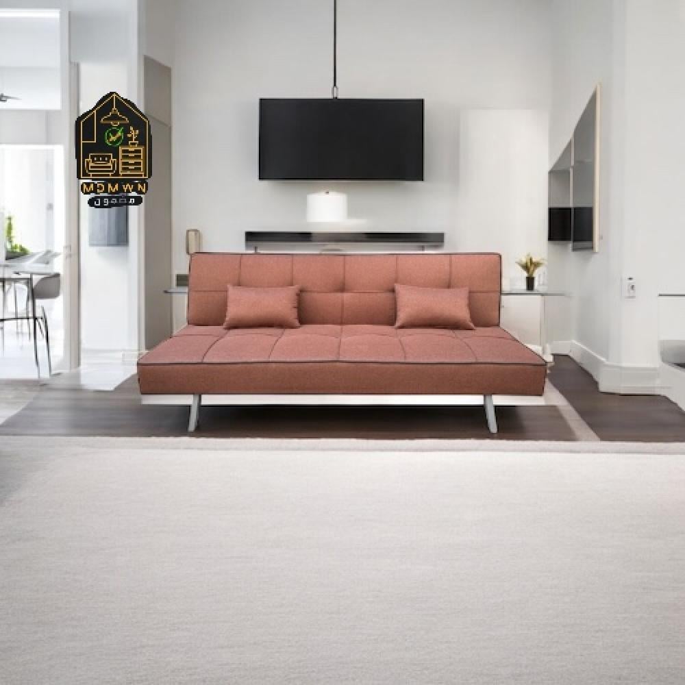 Blue and brown convertible sofa bed