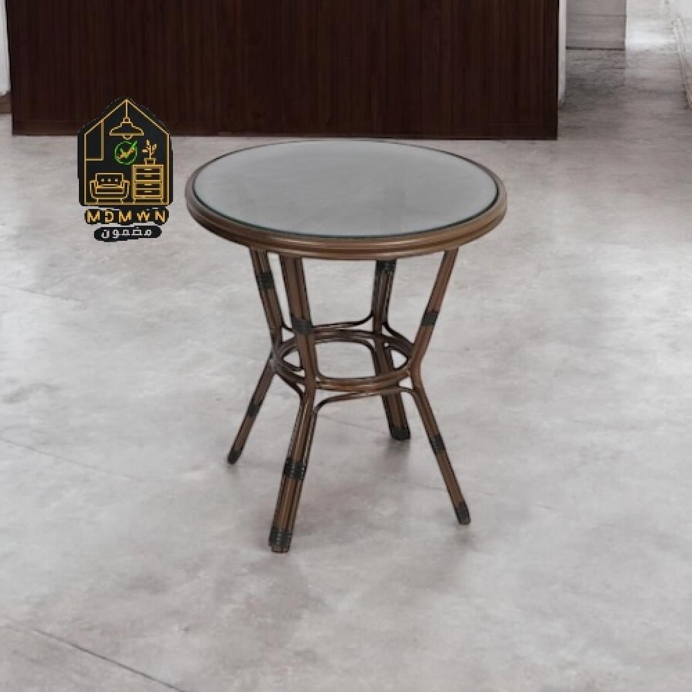 Round outdoor table with glass top