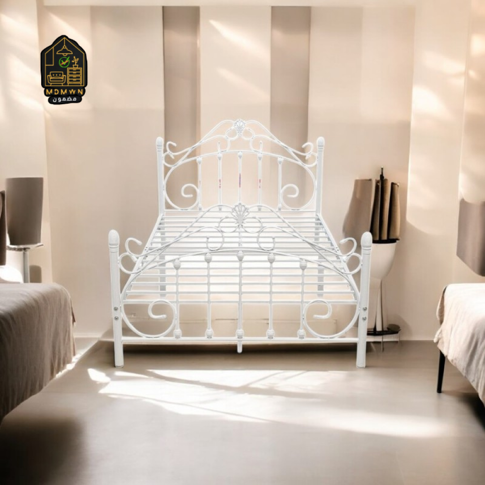Luxury Royal Design White Iron Ornamental Bed 190*120 CM - ام دي ام دبليو  ان للاثاث - M D M W N Furniture, image size:1000x1000