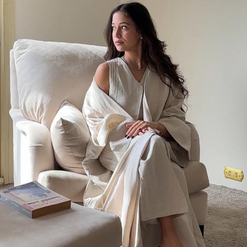 off white abaya with suit