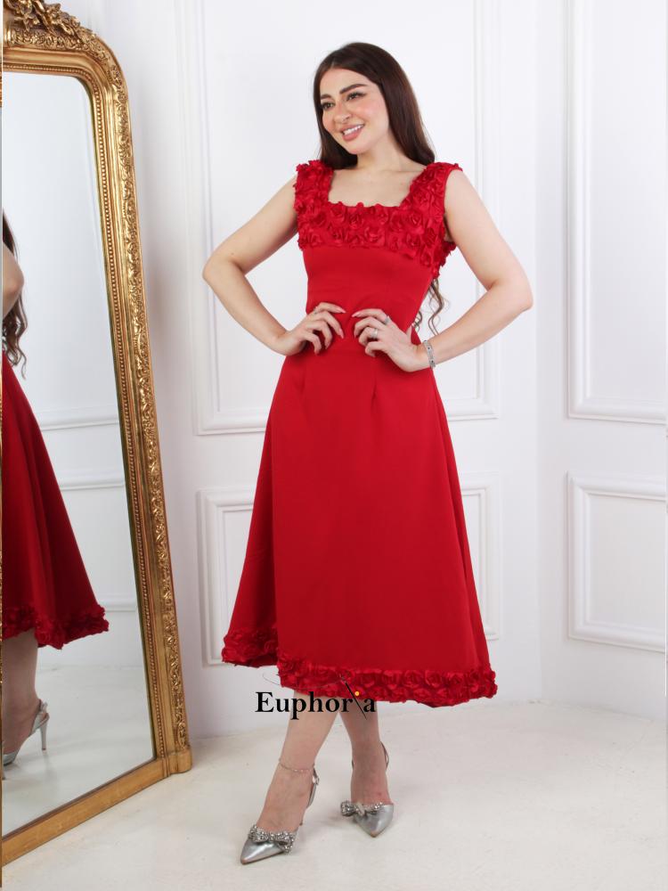 فستان سيمبل مطرز الاطراف مع حملات مطرزة