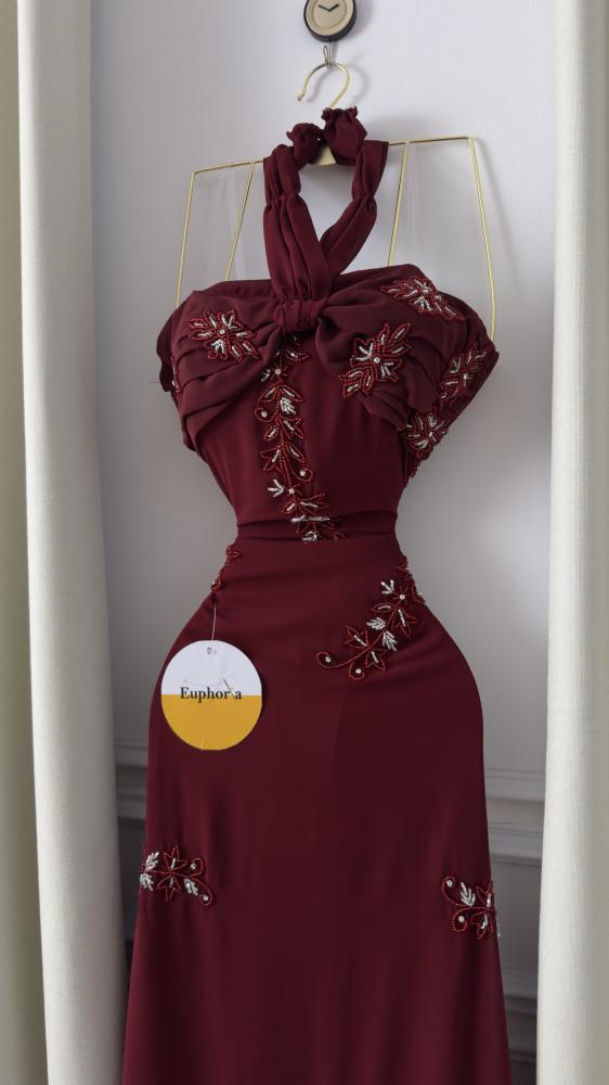 فستان جورجيت تطريز عودي