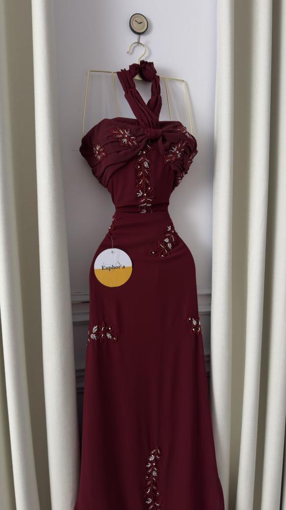 فستان جورجيت تطريز عودي