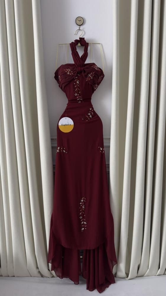 فستان جورجيت تطريز عودي