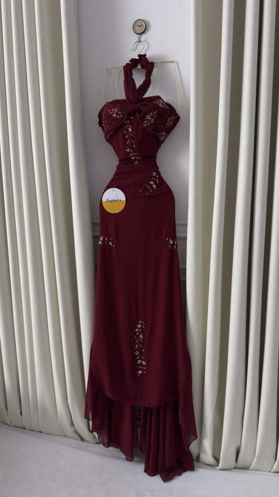 فستان جورجيت تطريز عودي