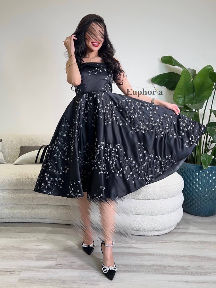 فستان باربي اسود منقط