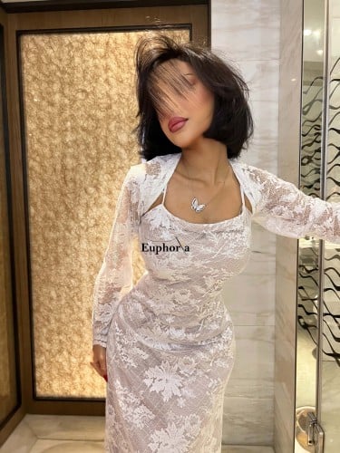 فستان مزخرف بالكامل شيالات مع جاكيت اكمام