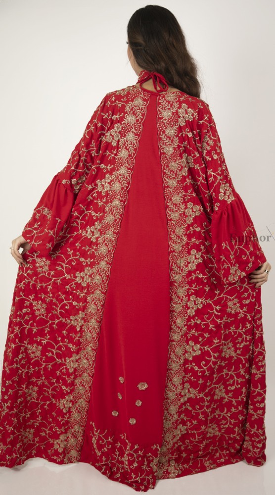 جلابية قطعتين فستان داخلي مع حزام و قطعة خارجية