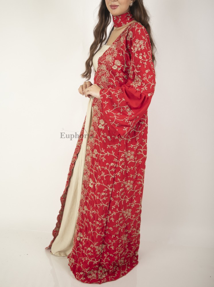 جلابية قطعتين فستان داخلي مع حزام و قطعة خارجية