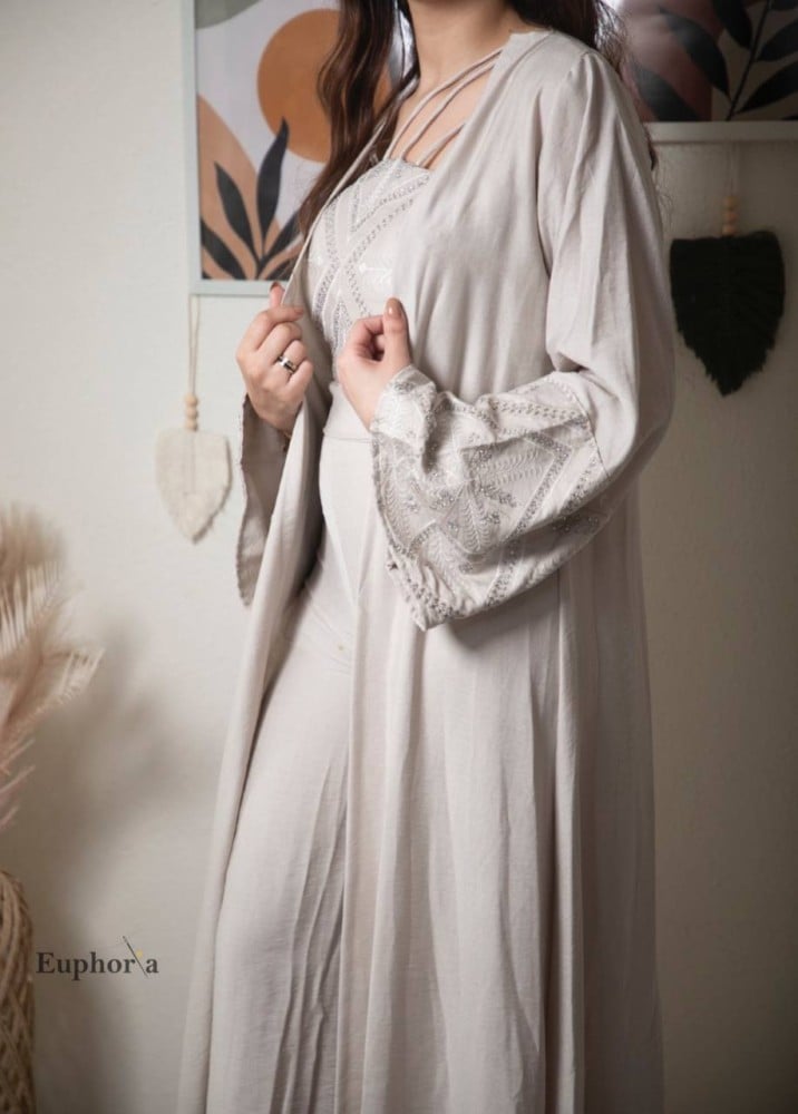 جلابية قطعتين فستان داخلي و سترة خارجية