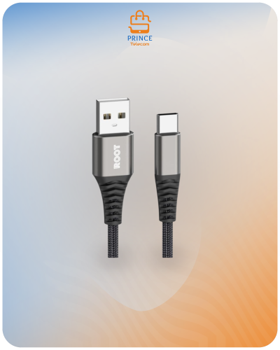 كابل شحن Root USB إلى Type-C - أسود مطعم فضي