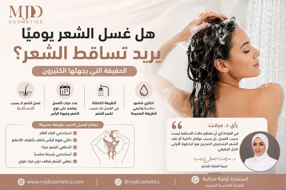 هل غسل الشعر يوميًا يزيد تساقط الشعر؟ الحقيقة التي يجهلها الكثيرون