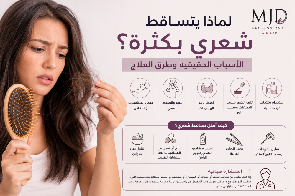 لماذا يتساقط شعري بكثرة؟ الأسباب الحقيقية وطرق العلاج