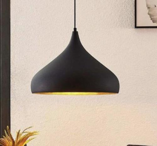علاقي نجف اسود وذهبي مقاس كبير قاعده E27 قطر 40cm