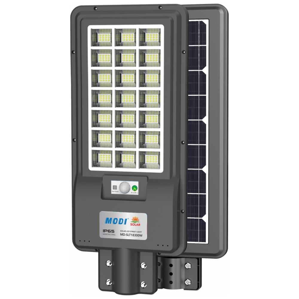 كشاف إنارة شوارع بالطاقة الشمسية ألمنيوم تحكم بالريموت وخيارات متعددة 300 واط شركة MODI