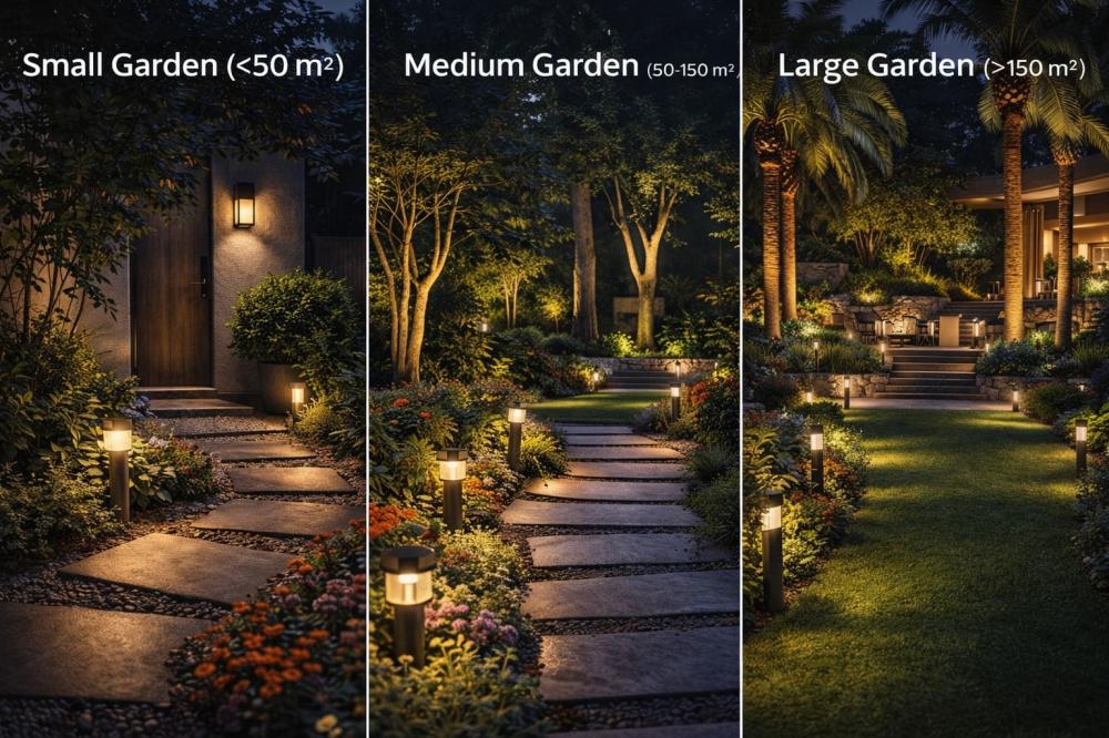 كيف تختار إنارة الحديقة حسب مساحة الحوش؟