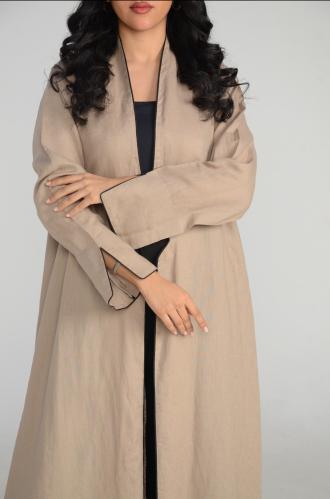 عباية كتان (linen) طبيعي بيج A9