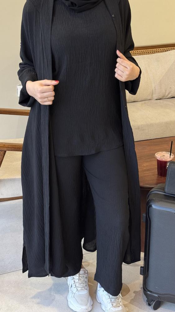 عباية سفر اسود قبعة