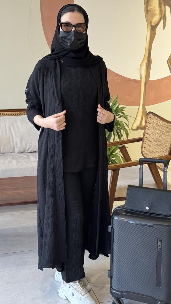 عباية سفر اسود قبعة