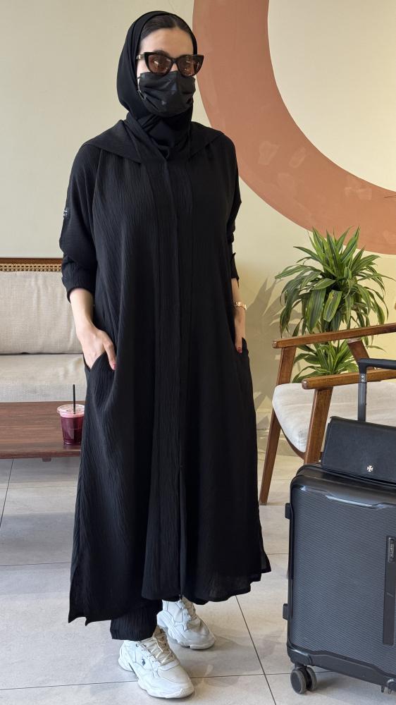 عباية سفر اسود قبعة