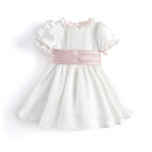 classic girls dress with pink ribbon