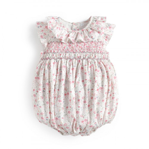 Baby Girls Smocked Floral Rompers