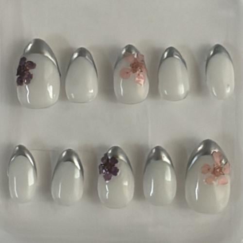 Soft floral French nails