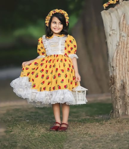 فستان شالكي اصفر/دانتيل