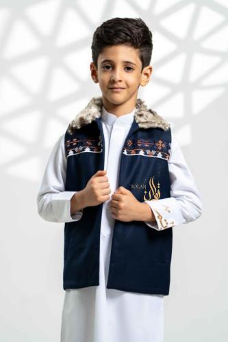 سديري خلية كحلي بياقة فرو ايطالي