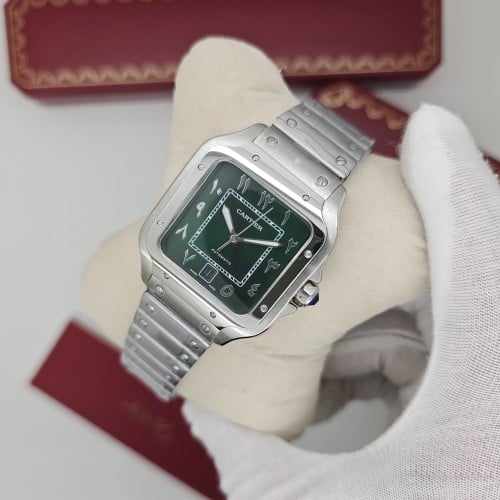 ساعة كارتييه ارقام عربي اخضر CARTIER