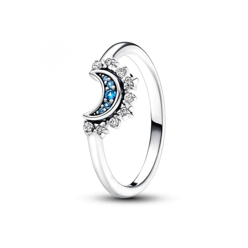 A blue ring that shines brightly and is decorated...